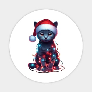 Christmas Russian Blue Cat Magnet